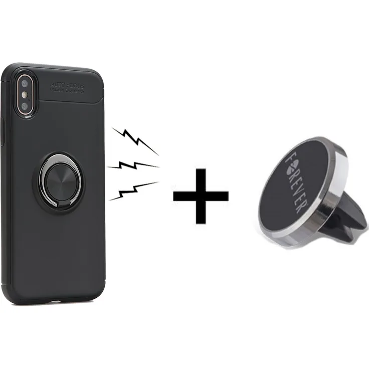cofi1453 TPU 360 Grad Ring Handy Hülle + Handy Halterung KFZ Lüftung kompatibel mit Samsung Galaxy A71 (A715F)