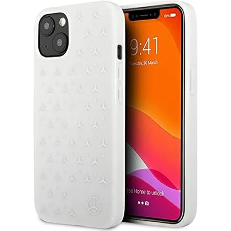 Original Case Mercedes-Benz Silver Stars Pattern MEHCP13SESPWH für Apple iPhone 13 Mini White Handyhülle Schutzhülle