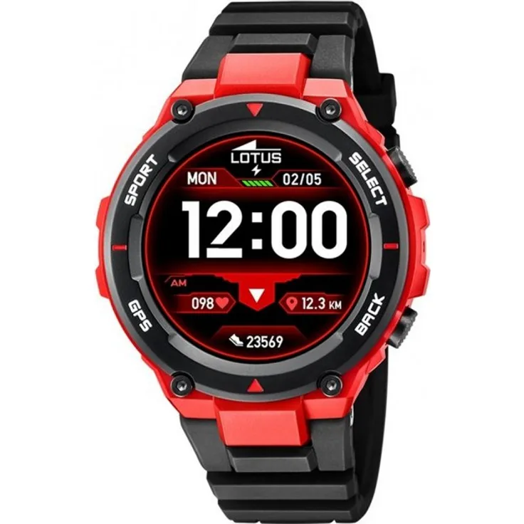 Lotus Smartwatch 50024-1 Smartwatch Herren, 50,8mm, Rot, Schwarz