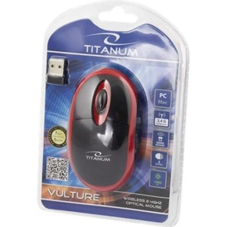 Esperanza Titanum Wireless Optical Mouse 2.4GHz 3D USb Vulture Red - Maus (Rot)