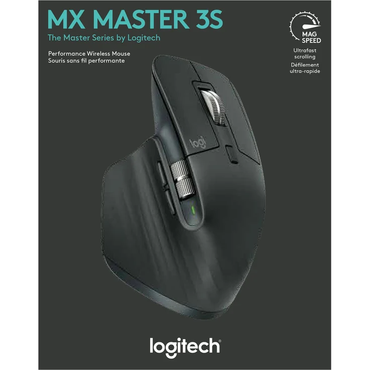 Logitech MX Master 3S, Kabellose Performance-Maus mit ultraschnellem Scrollen, Ergo, 8K DPI, Glas-Tracking, leise Klicks, USB-C, Bluetooth, Windows, Linux, Chrome, Dunkelgrau (910-006559) – Bild 9