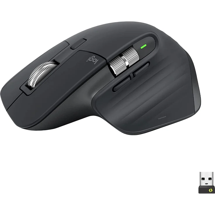 Logitech MX Master 3S, Kabellose Performance-Maus mit ultraschnellem Scrollen, Ergo, 8K DPI, Glas-Tracking, leise Klicks, USB-C, Bluetooth, Windows, Linux, Chrome, Dunkelgrau (910-006559) – Bild 1
