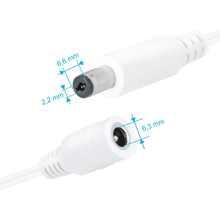 Wicked Chili 2,5m DC-Verlängerungskabel geeignet für Phillips Hue Lightstrip Plus (White and Color Ambiance) V3 und V4 mit Bluetooth (Lila Verpackung) Verlängerung für Netzteil S020YM2400083, weiß – Bild 3