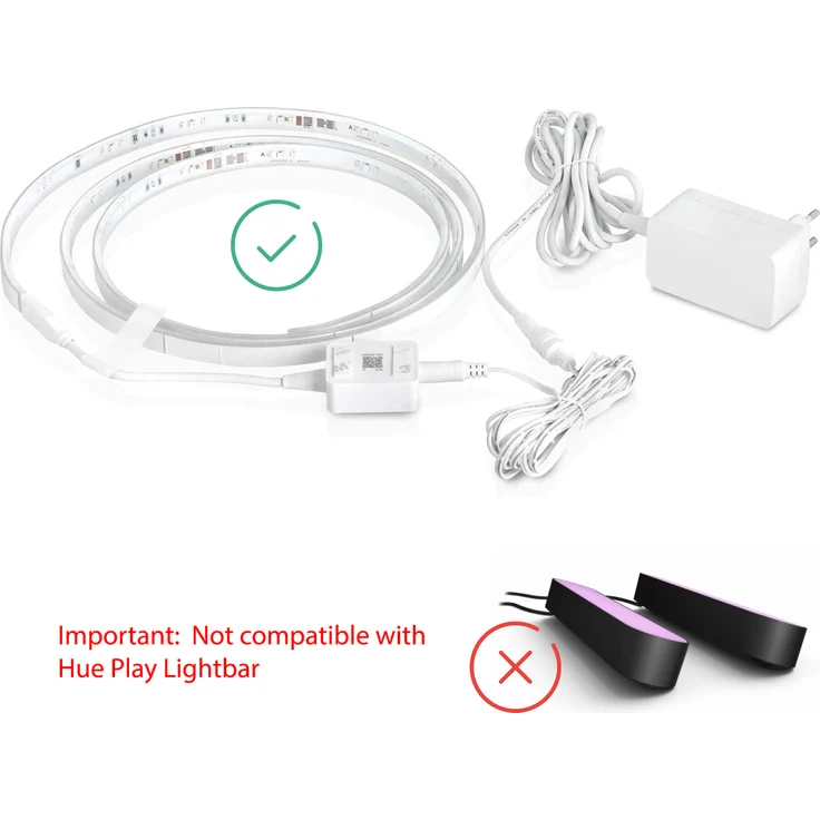 Wicked Chili 2,5m DC-Verlängerungskabel geeignet für Phillips Hue Lightstrip Plus (White and Color Ambiance) V3 und V4 mit Bluetooth (Lila Verpackung) Verlängerung für Netzteil S020YM2400083, weiß – Bild 2