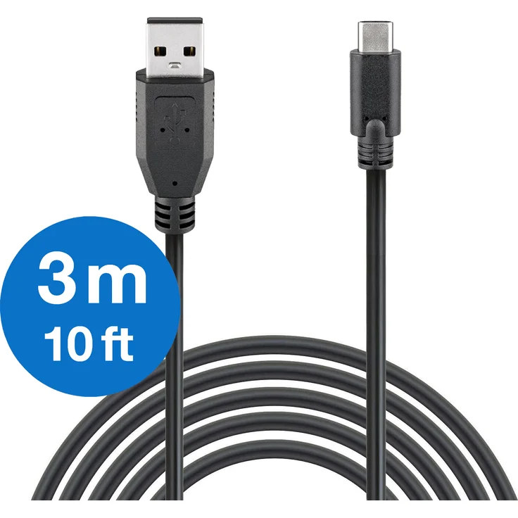 Wicked Chili (1 Stück) 300cm USB-C auf USB-A Ladekabel kompatibel mit PS5 Dualsense, Nintendo Switch Pro Controller, Xbox Series X Gaming Pad, USB C Controller Verlängerung (3m, extra lang, schwarz) – Bild 5