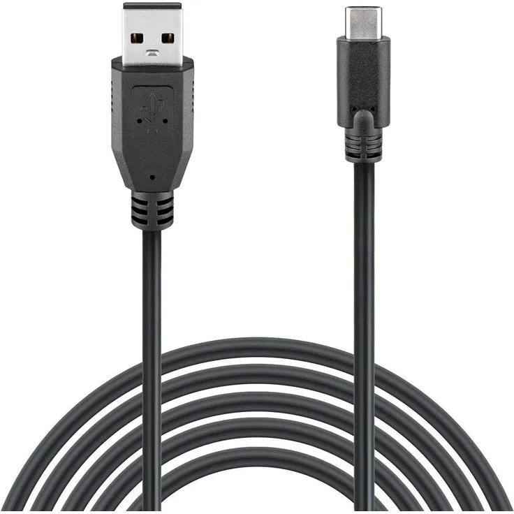 Wicked Chili (1 Stück) 300cm USB-C auf USB-A Ladekabel kompatibel mit PS5 Dualsense, Nintendo Switch Pro Controller, Xbox Series X Gaming Pad, USB C Controller Verlängerung (3m, extra lang, schwarz)