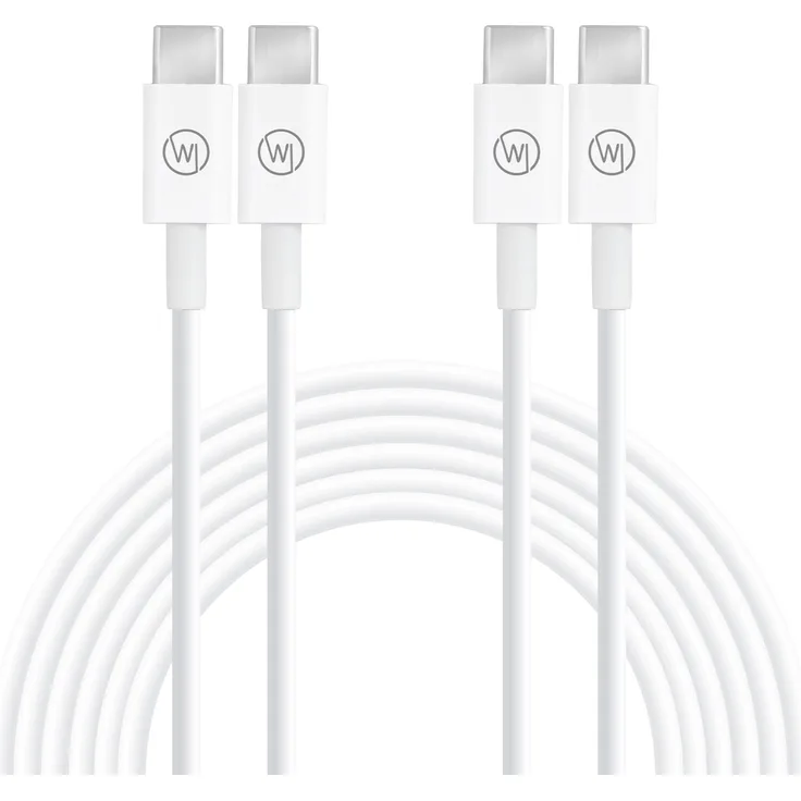 Wicked Chili 2x USB C auf USB-C Ladekabel 1m Fast Charge (3A / 20V / 60W) kompatibel mit iPad Pro (2021/2020/2018), Air(2020), Switch, Handy, Universal, Ersatz für Apple Typ-C Kabel MUF72ZM/A, weiß