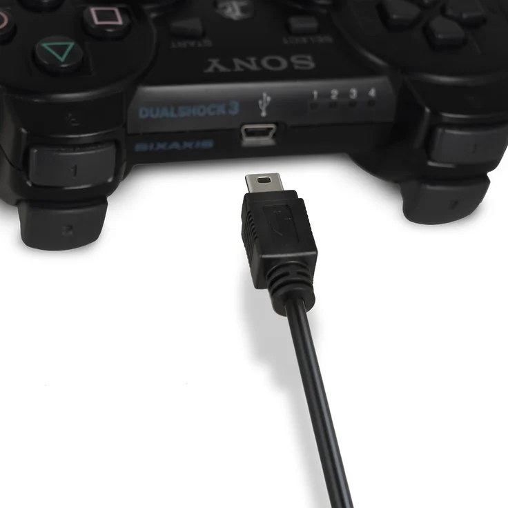Wicked Chili 3m Ladekabel kompatibel mit PS3 Controller USB-Kabel mit MiniUSB Stecker (Charge and Play Funktion, Hi-Speed USB 2.0 Kabel) Dualshock 3 Verbindungskabel Mini-USB, schwarz – Bild 6