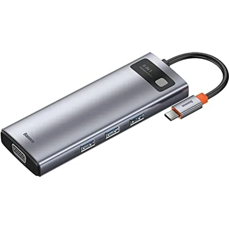 Baseus Adapter HUB - Type C to 3xUSB3.0 + HDMI 4K + Type C PD 100W + RJ45 + VGA + SD + microSD (CAHUB-CU0G) dark grey