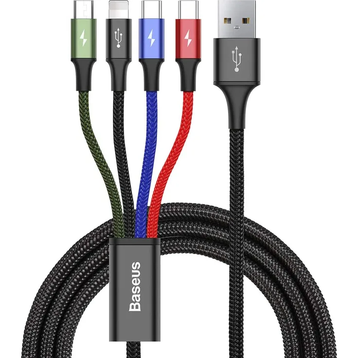 Baseus Cable Rapid 4 in 1 - USB to Micro USB, Lightning, 2xType C - 3,5A 1,2 m (CA1T4-B01) black