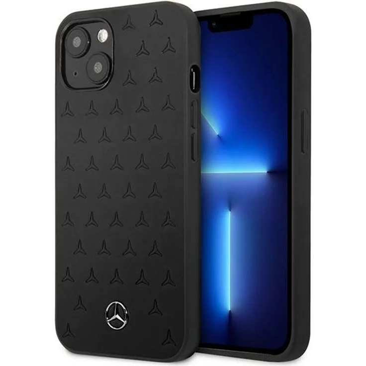 Original Case MERCEDES Leather Stars Pattern MEHCP13SPSQBK für Iphone 13 Mini Black Handyhülle Schutzhülle