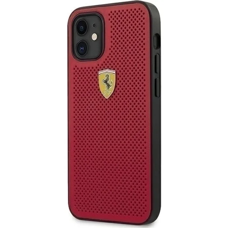 Original FERRARI Case - Hard Case On Track Perforated FESPEHCP12SRE - IPhone 12 Mini Red Handyhülle Schutzhülle