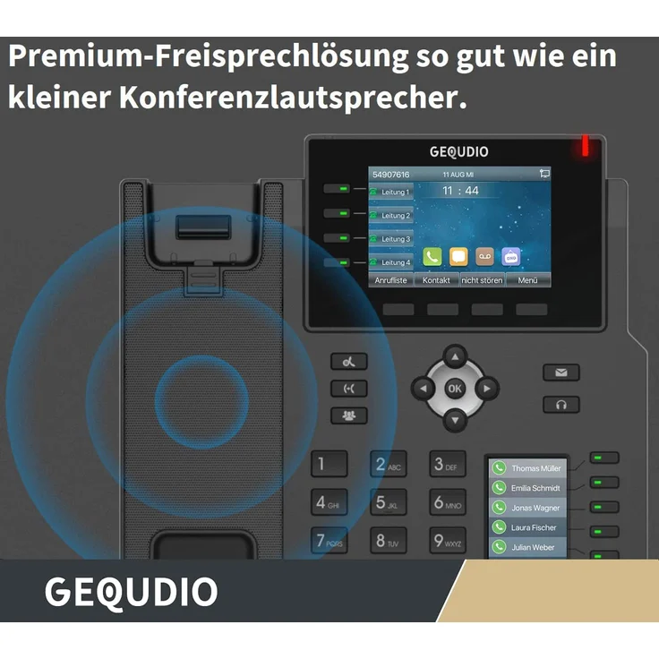 GEQUDIO GX5+ IP-Telefon Set mit Netzteil & Headset – Bild 4