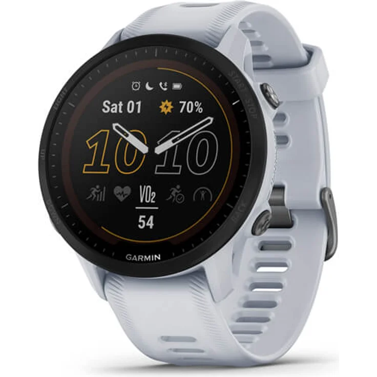 Garmin Forerunner 955 Solar Smartwatch GPS, Unisex, Silikonarmband, Steinweiß/Schwarz – Bild 1