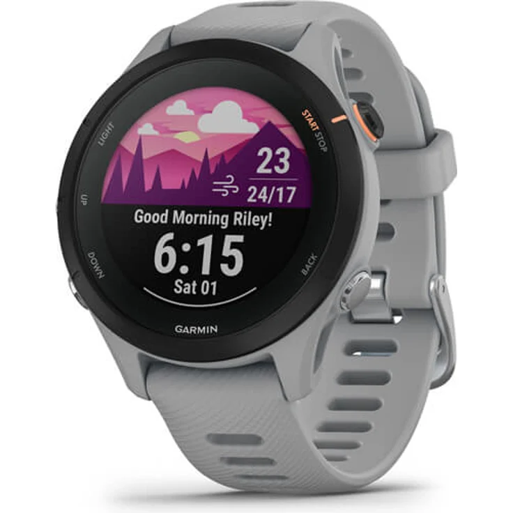 Garmin Forerunner 255 S Smartwatch GPS, Unisex, Silikonarmband, Hellgrau/Schwarz – Bild 1