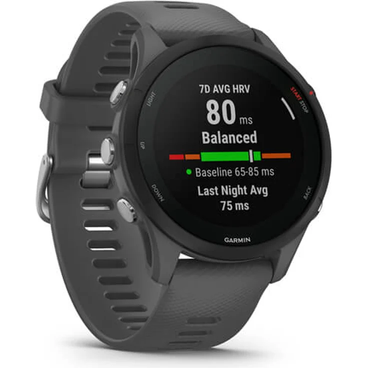 Garmin Forerunner 255 Smartwatch GPS, Unisex, Silikonarmband, Schiefergrau/Schwarz – Bild 2