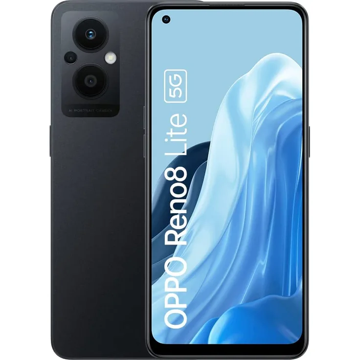 Oppo Reno8 Lite 5G Smartphone 16,33cm (6,43 Zoll) AMOLED-Display, 128GB interner Speicher, 8GB RAM, Dual-SIM/Nano-SIM, Android 11, Cosmic Black