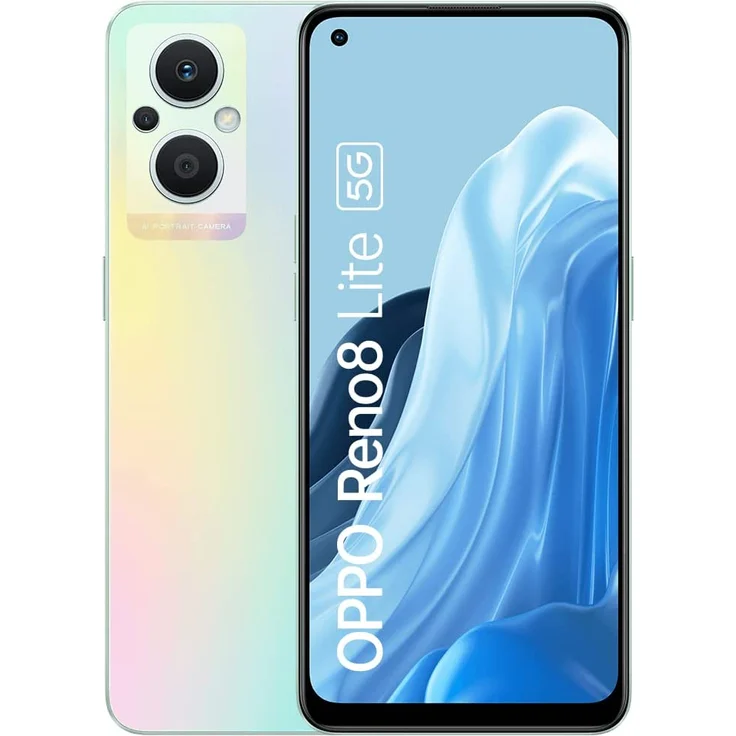 Oppo Reno8 Lite 5G Smartphone 16,33cm (6,43 Zoll) AMOLED-Display, 128GB interner Speicher, 8GB RAM, Dual-SIM/Nano-SIM, Android 11, Rainbow Spectrum – Bild 1