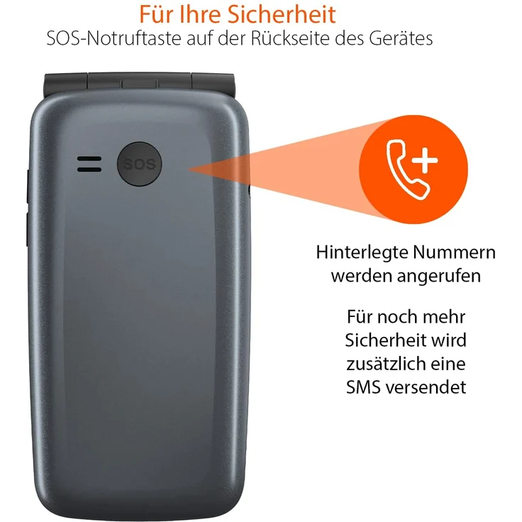 Gigaset GL7 Seniorenhandy 7,11cm (2,8 Zoll) TFT-Display, 4GB interner Speicher, Schwarz – Bild 3