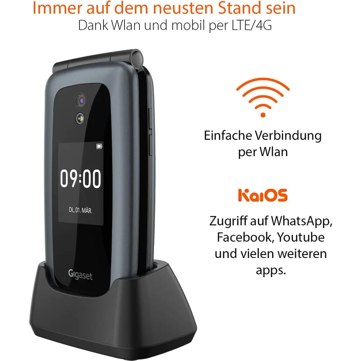 Gigaset GL7 Seniorenhandy 7,11cm (2,8 Zoll) TFT-Display, 4GB interner Speicher, Schwarz – Bild 5