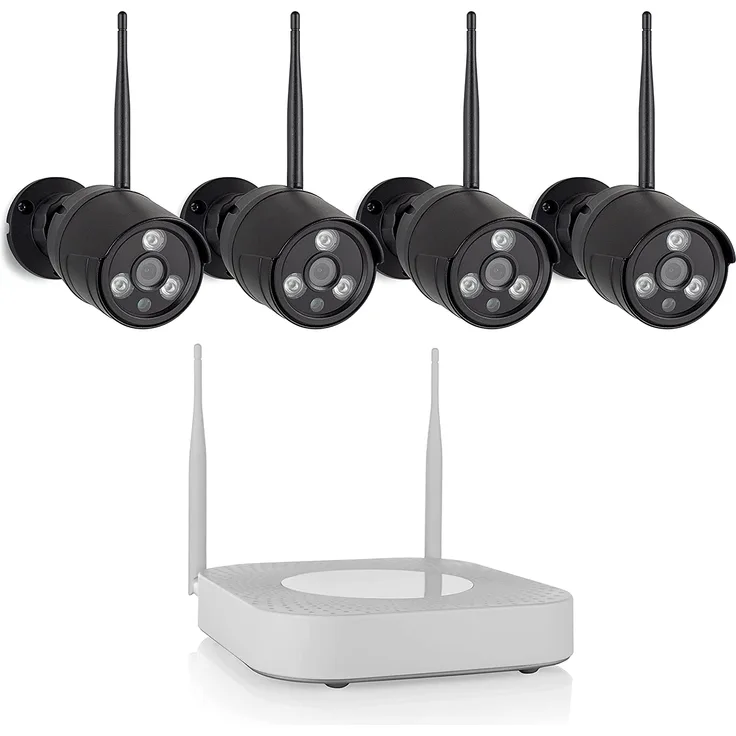 Smartwares CMS-30300 CMS-30300 Funk, WLAN IP-Funk-Überwachungs-Set mit 4 Kameras 1920 x 1080 Pixel