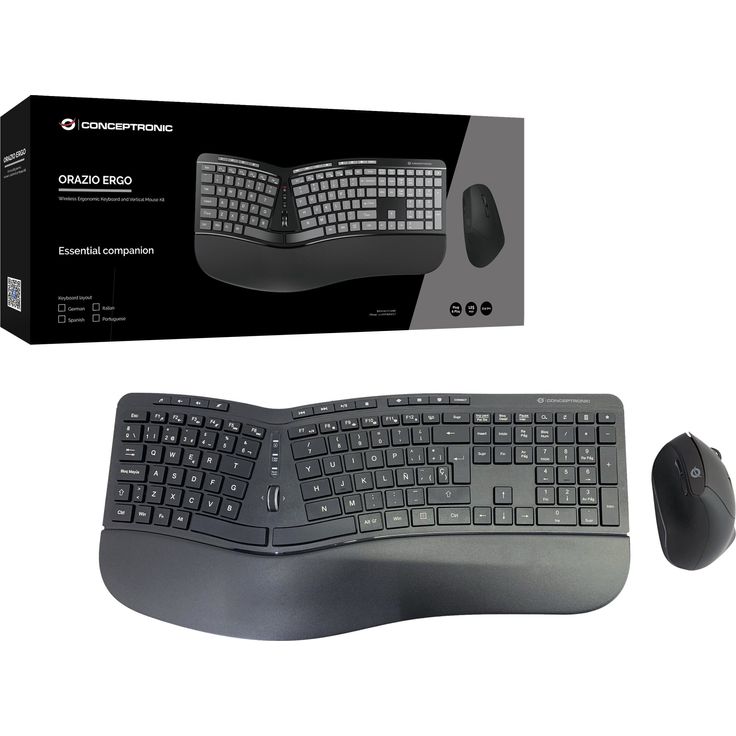 Conceptronic ORAZIO ERGO Kabelloses Set aus ergonomischer Tastatur und vertikaler Maus, Spanisch QWERTY (ORAZIO02ES) – Bild 4