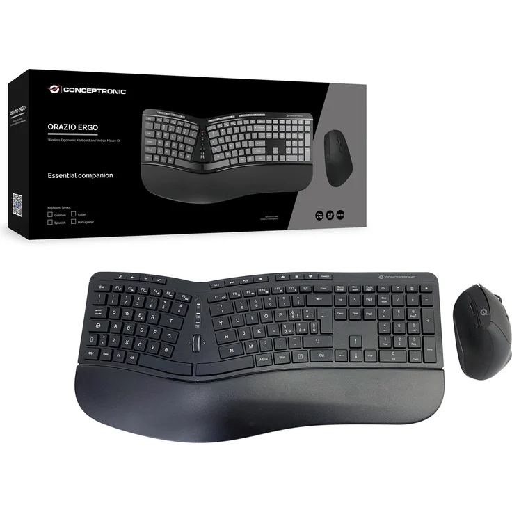 Conceptronic Wireless Keyboard+Mouse ergo Layout italien. QWERTY sw – Bild 5