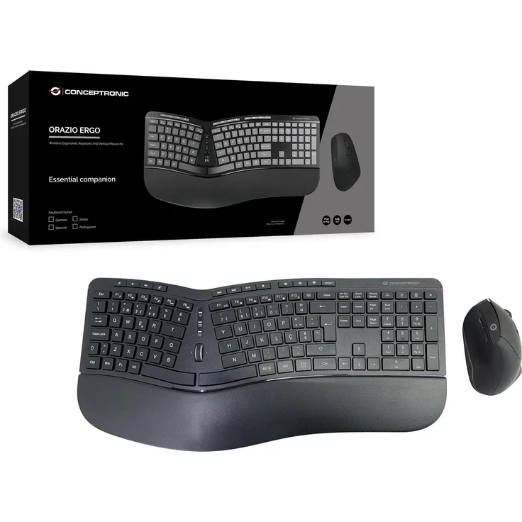 Conceptronic Wireless Keyboard+Mouse ergo Layout portugiesisch QWERTY sw – Bild 6