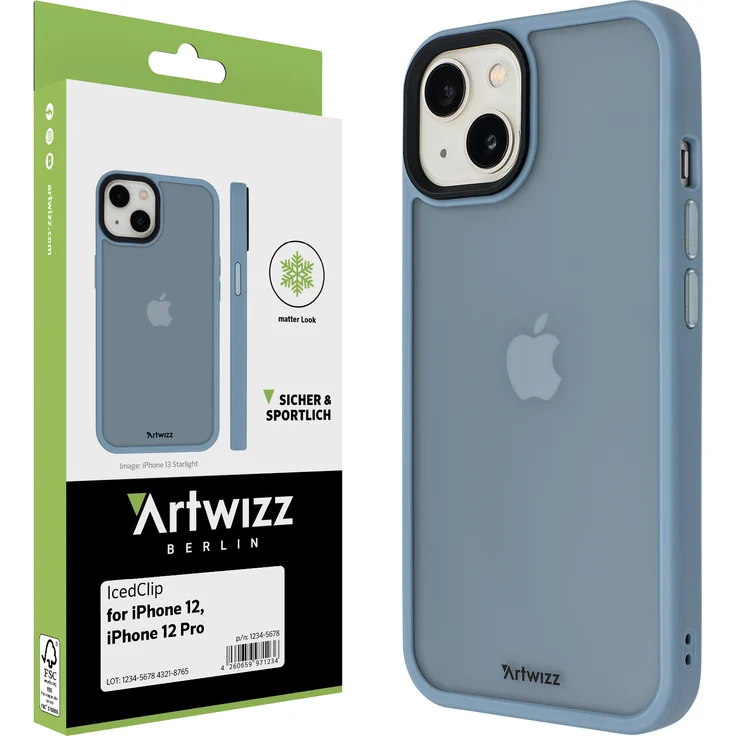 ARTWIZZ IcedClip für iPhone 12 - 12 Pro - 13 Schutzhülle Hülle Schutz Case Clip iPhone 12 - Pro (6.1“), Nordic-Blue – Bild 1