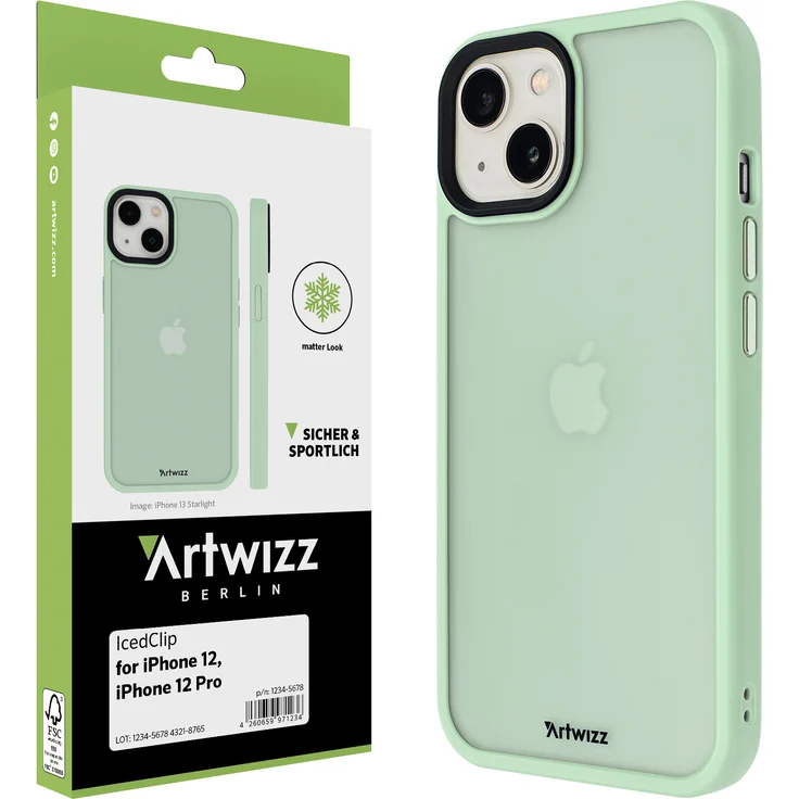 ARTWIZZ IcedClip für iPhone 12 - 12 Pro - 13 Schutzhülle Hülle Schutz Case Clip iPhone 12 - Pro (6.1“), Mint-Green – Bild 1