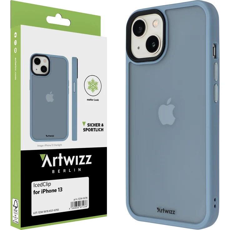 ARTWIZZ IcedClip für iPhone 12 - 12 Pro - 13 Schutzhülle Hülle Schutz Case Clip Nordic-Blue, iPhone 13 (6.1') – Bild 1