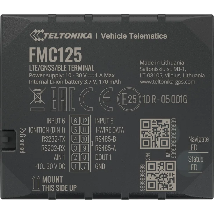 Teltonika FMC125 - 55 g - LTE-Terminal mit GNSS- und LTE / 3G / GSM-Konnektivität
