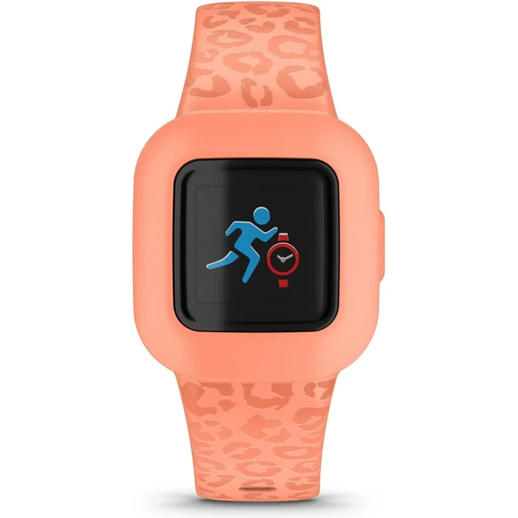 Garmin vívofit jr. 3 Aktivitätstracker für Kinder, Einheitsgröße, Silikonarmband, Peach Leopard (010-02441-04) – Bild 2