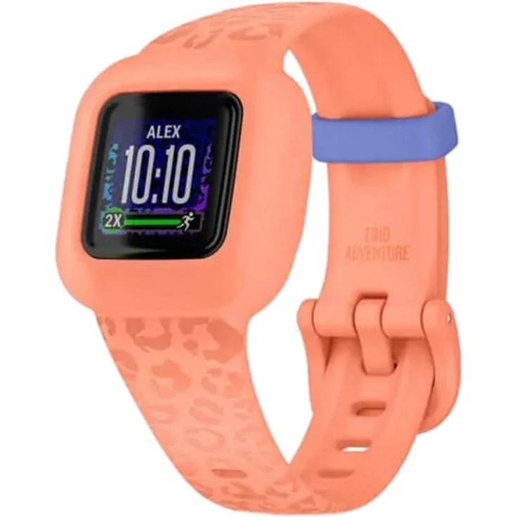 Garmin vívofit jr. 3 Aktivitätstracker für Kinder, Einheitsgröße, Silikonarmband, Peach Leopard (010-02441-04) – Bild 4