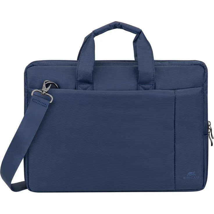 RIVACASE Laptoptasche bis 15,6 Zoll, Kompakte Tasche mit zusätzlich gepolstertem Laptopfach und viel Stauraum, Blau