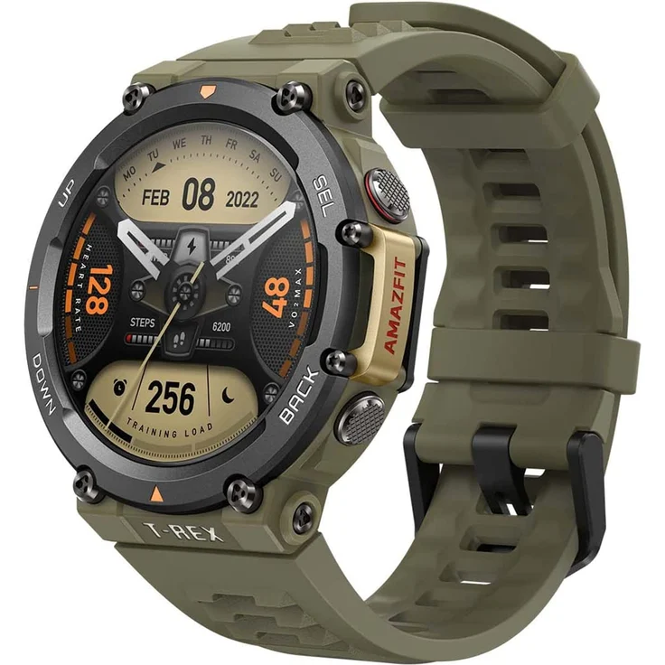 Amazfit T-Rex 2 Smartwatch GPS, Unisex, 47,1mm, Polymergehäuse, Silikonarmband, Wild Green – Bild 1