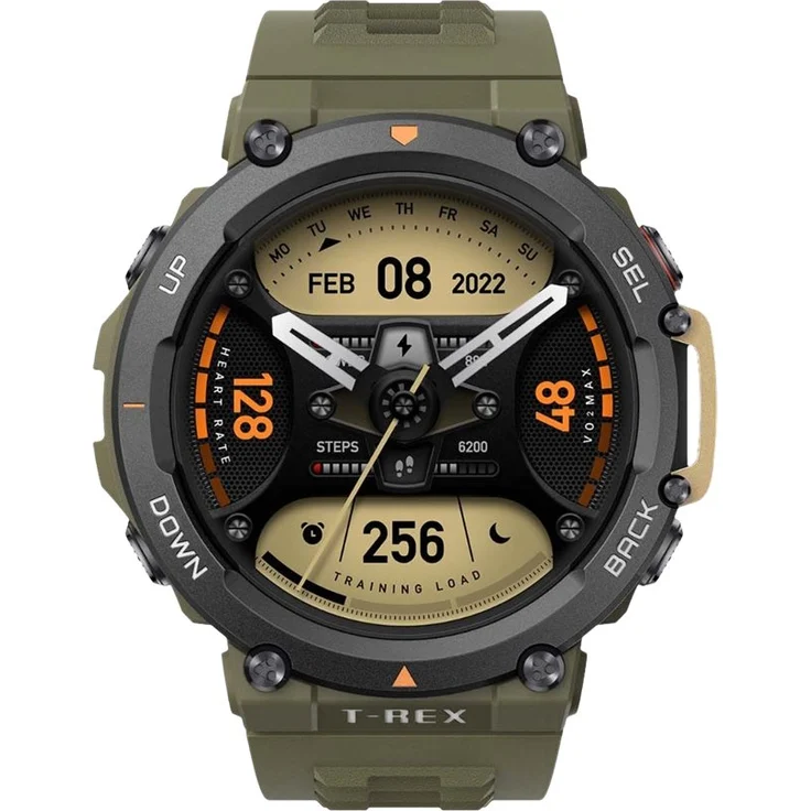 Amazfit T-Rex 2 Smartwatch GPS, Unisex, 47,1mm, Polymergehäuse, Silikonarmband, Wild Green – Bild 5