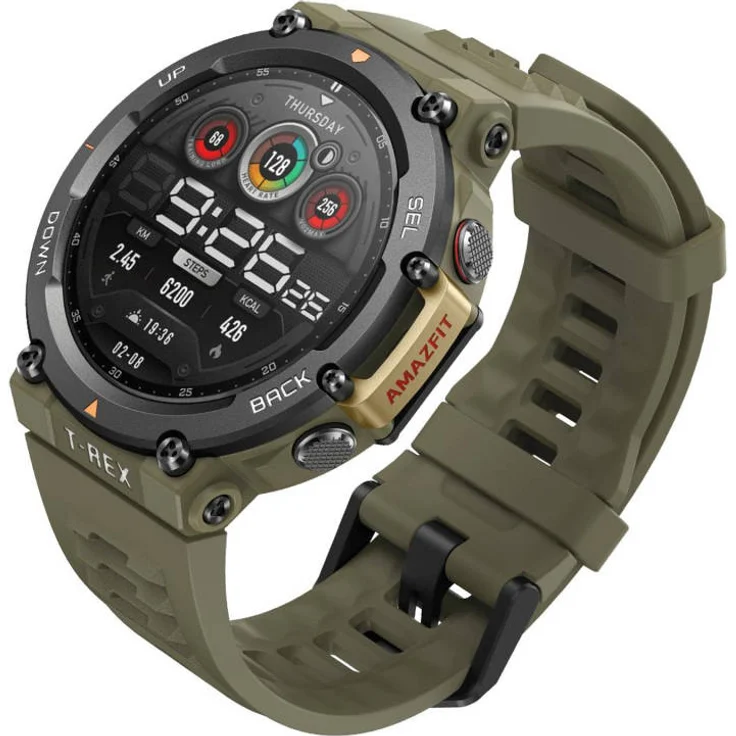 Amazfit T-Rex 2 Smartwatch GPS, Unisex, 47,1mm, Polymergehäuse, Silikonarmband, Wild Green – Bild 4