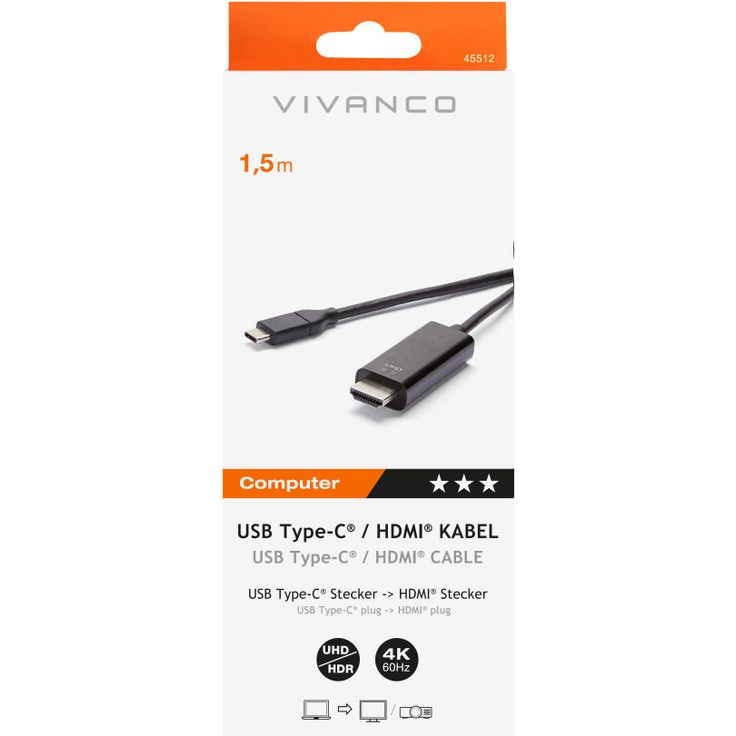 Vivanco USB Type C auf HDMI Anschlusskabel, 1,5 m  – Bild 2