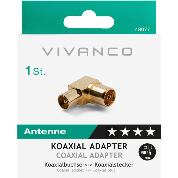 Vivanco Koaxial - Winkeladapter, vergoldet – Bild 2