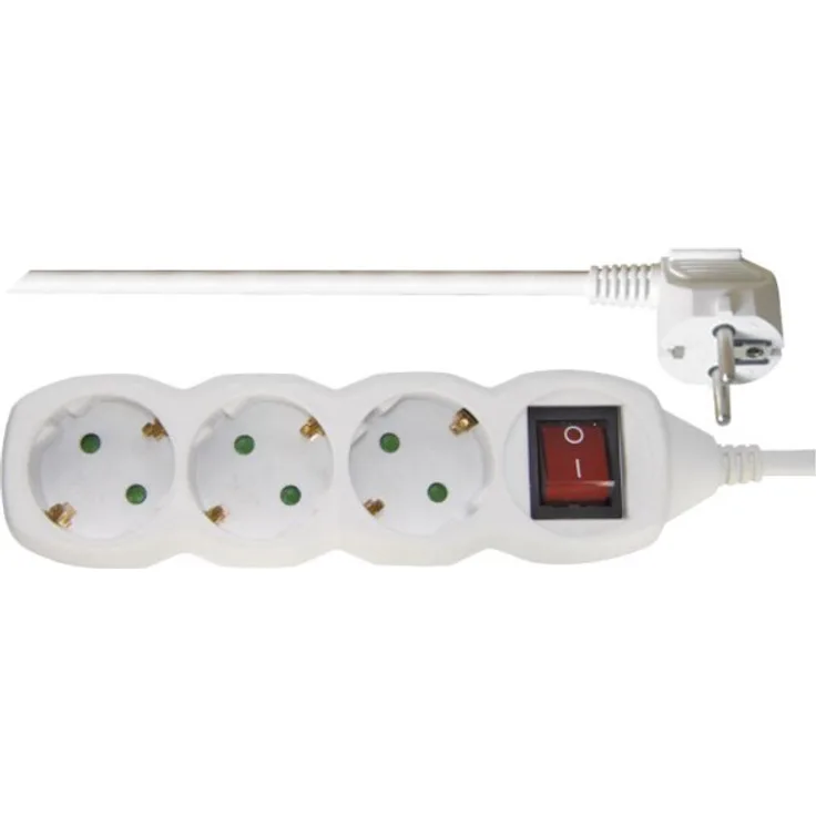 Emos Steckdosenleiste mit Schalter, Schuko, 3-fach, weiß