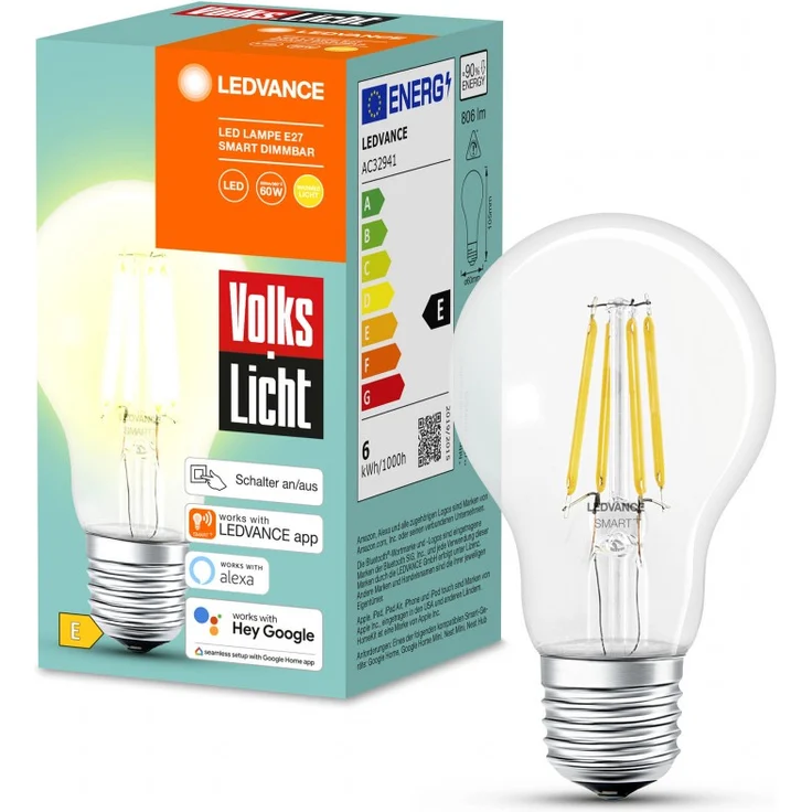 Ledvance Smart+ LED Leuchtmittel Volks Licht E27 6W/806lm (AC32941) – Bild 1