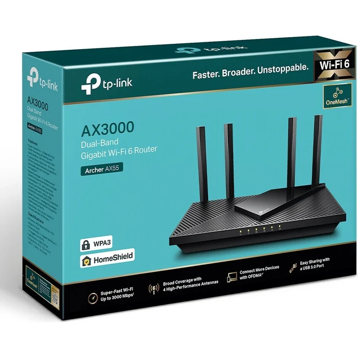 TP-Link Archer AX55, AX3000, Wi-Fi 6, 574Mbps (2.4GHz), 2402Mbps (5GHz) Access Point – Bild 3