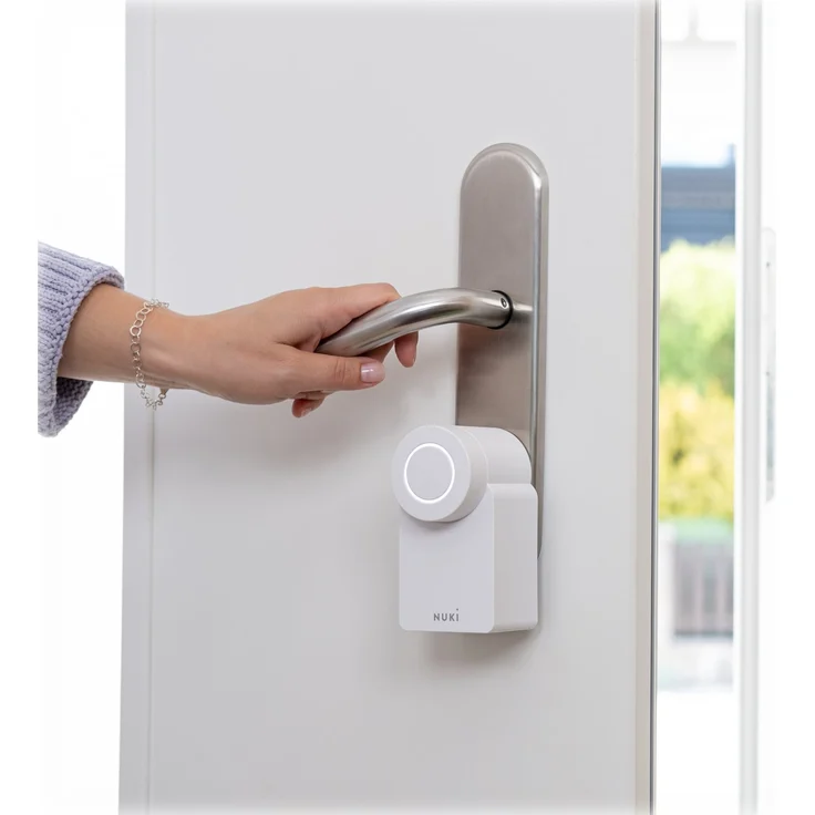 Nuki Smart Lock 3.0 Smartes Türschloss für schlüssellosen Zutritt ohne Umbau, nachrüstbares elektronisches Türschloss, weiß – Bild 3