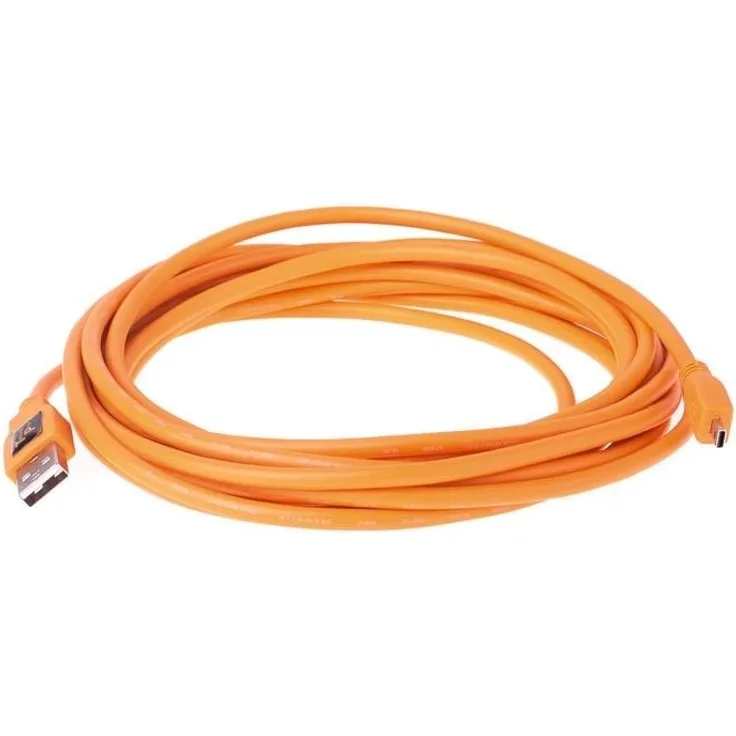 TETHER TOOLS TetherPro USB-Datenkabel für USB 2.0 an USB 2.0 Mini-B (8-Pin) - 4,6 Meter Länge (orang