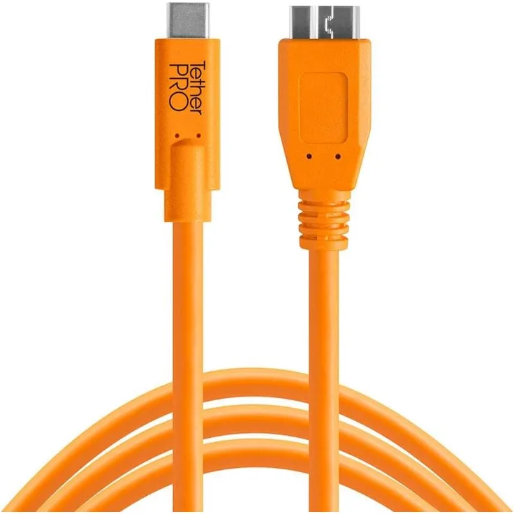 TETHER TOOLS TetherPro USB-Datenkabel für USB-C an USB 3.0 Micro-B - 4,6 Meter Länge, gerader Stecke