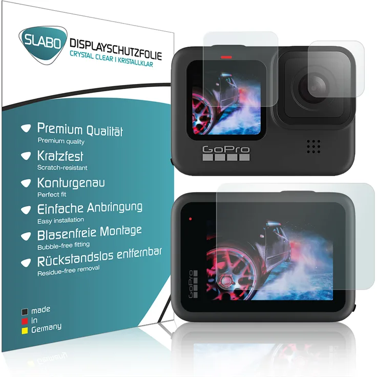 4x Slabo Displayschutzfolie für GoPro HERO9 | GoPro HERO10 KLAR -'-'Crystal Clear-'-' Displayfolie Schutzfolie Folie