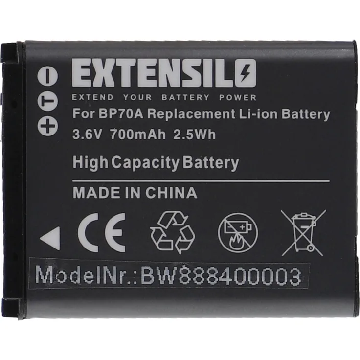 EXTENSILO 1x Akku kompatibel mit Samsung ES65, ES70, ES71, ES73, ES74, ES75, DV180F Kamera (700mAh, 3,6V, Li-Ion)