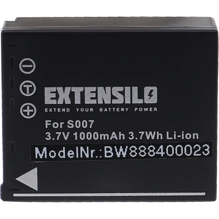 EXTENSILO Akku Ersatz für Panasonic CGA-S007, CGA-S007E, DMW-BCD10 für Kamera (1000mAh, 3,7V, Li-Ion)