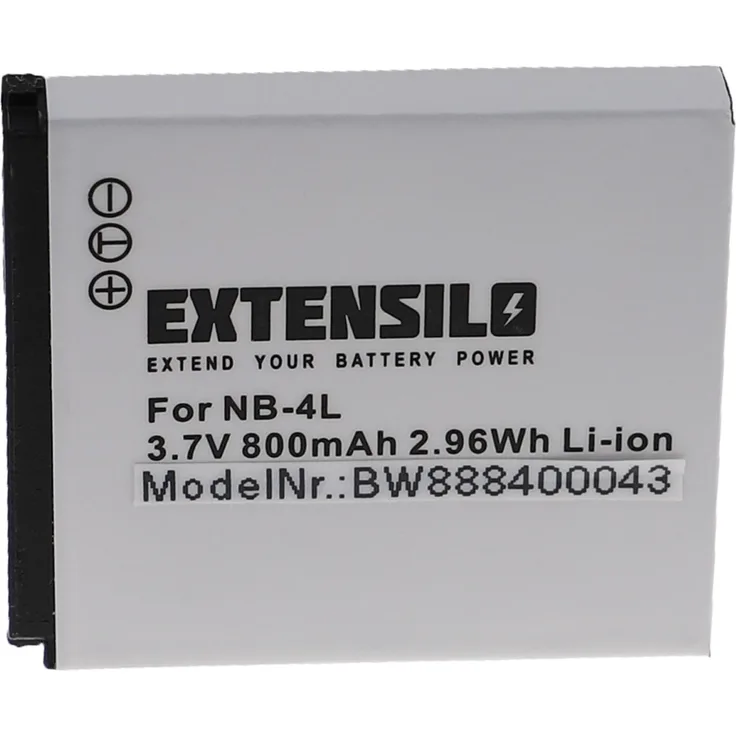 EXTENSILO Akku kompatibel mit Canon Digital Ixus 80 is, 82, 60, 65, 70, 75, i7, i Zoom Kamera (800mAh, 3,7V, Li-Ion)